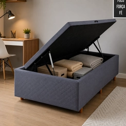 Base Box Baú Solteiro Cristalflex 88x188x46cm Cinza Chumbo SE