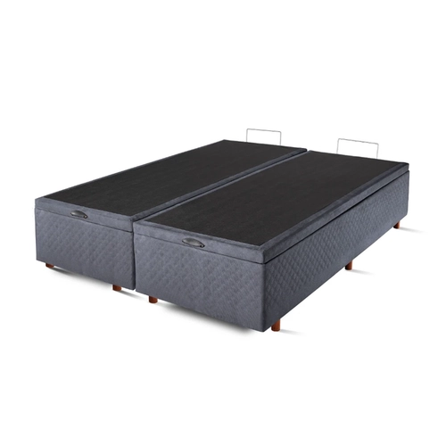 Base Box Baú Queen Size Cristalflex 158x198x46cm Cinza Chumbo SE