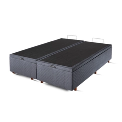 Base Box Baú Queen Size Cristalflex 158x198x46cm Cinza Chumbo SE