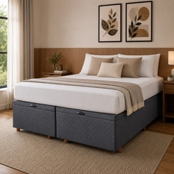 Base Box Baú Queen Size Cristalflex 158x198x46cm Cinza Chumbo SE