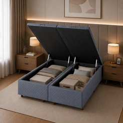 Base Box Baú King Size Cristalflex 193x203x46cm Cinza Chumbo SE