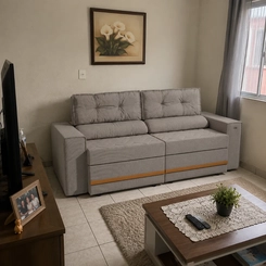 Sofá Retrátil 2 Lugares 226cm Kappesberg Havana S232-2-A077 Gelo SE