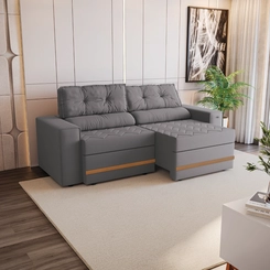 Sofá Retrátil 2 Lugares 226cm Kappesberg Havana S232-2-A050 Titânio SE