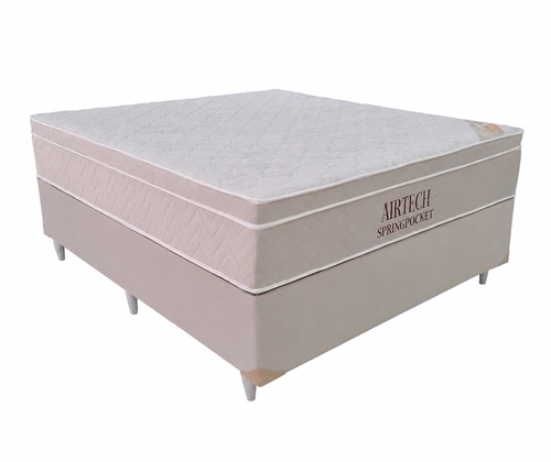 Colchão de Molas + Base Box Casal Ortobom Airtech Bege