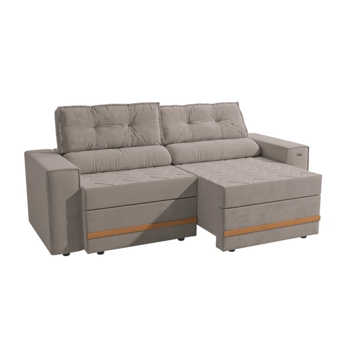 Sofá Retrátil 2 Lugares 226cm Kappesberg Havana S232-2-A027 Cinza Claro SE