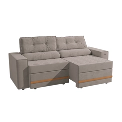 Sofá Retrátil 2 Lugares 226cm Kappesberg Havana S232-2-A027 Cinza Claro SE