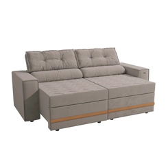 Sofá Retrátil 2 Lugares 226cm Kappesberg Havana S232-2-A027 Cinza Claro SE