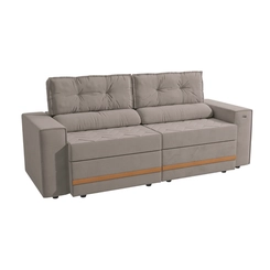 Sofá Retrátil 2 Lugares 226cm Kappesberg Havana S232-2-A027 Cinza Claro SE