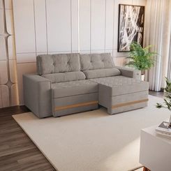 Sofá Retrátil 2 Lugares 226cm Kappesberg Havana S232-2-A027 Cinza Claro SE