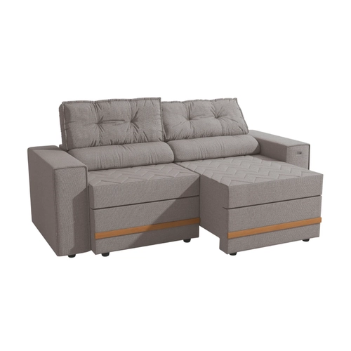 Sofá Retrátil 2 Lugares 206cm Kappesberg Havana S231-2-A077 Gelo SE