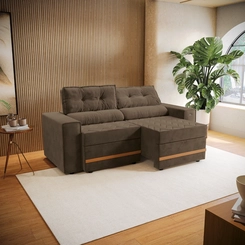 Sofá Retrátil 2 Lugares 206cm Kappesberg Havana S231-2-A033 Marrom SE