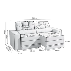 Sofá Retrátil 2 Lugares 206cm Kappesberg Havana S231-2-A033 Marrom SE