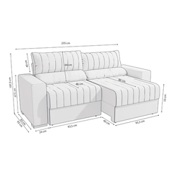 Sofá Retrátil 2 Lugares 235cm Kappesberg Piero S230-2-A085 Areia SE