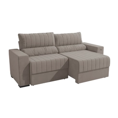 Sofá Retrátil 2 Lugares 235cm Kappesberg Piero S230-2-A027 Cinza Claro SE
