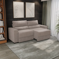 Sofá Retrátil 2 Lugares 235cm Kappesberg Piero S230-2-A027 Cinza Claro SE