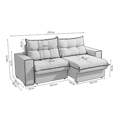 Sofá Retrátil 2 Lugares 235cm Kappesberg Dorian S229-2-A033 Marrom SE