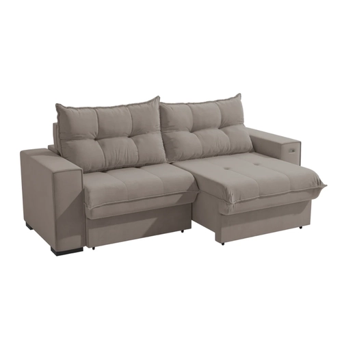 Sofá Retrátil 2 Lugares 235cm Kappesberg Dorian S229-2-A027 Cinza Claro SE