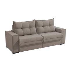Sofá Retrátil 2 Lugares 235cm Kappesberg Dorian S229-2-A027 Cinza Claro SE