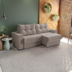 Sofá Retrátil 2 Lugares 235cm Kappesberg Dorian S229-2-A027 Cinza Claro SE
