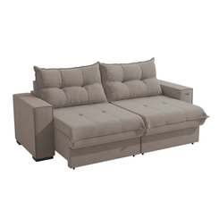 Sofá Retrátil 2 Lugares 235cm Kappesberg Dorian S229-2-A027 Cinza Claro SE