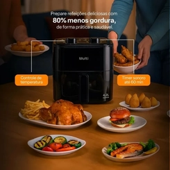 Fritadeira Elétrica Airfryer 4,2L 1.350W Multilaser GO253 Preta