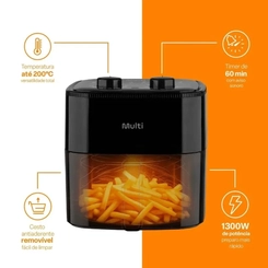 Fritadeira Elétrica Airfryer 4,2L 1.350W Multilaser GO253 Preta