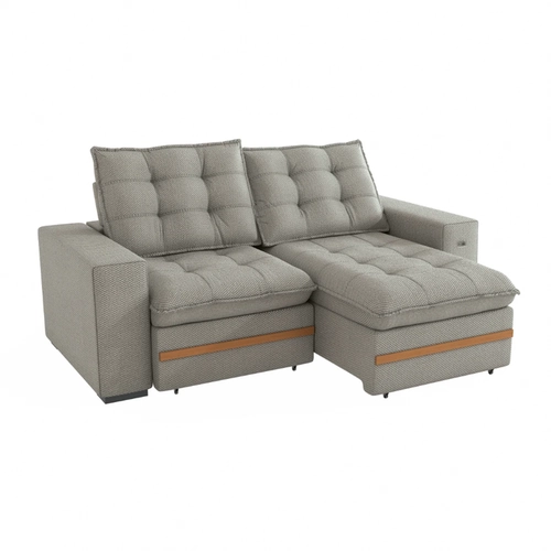 Sofá Retrátil 2 Lugares 235cm Kappesberg Vitto S223-2-A074 Mescla Cinza/Branco SE