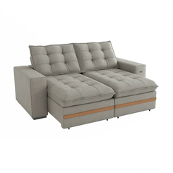 Sofá Retrátil 2 Lugares 235cm Kappesberg Vitto S223-2-A074 Mescla Cinza/Branco SE