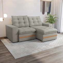 Sofá Retrátil 2 Lugares 235cm Kappesberg Vitto S223-2-A074 Mescla Cinza/Branco SE