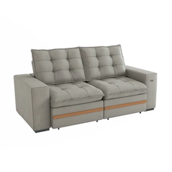 Sofá Retrátil 2 Lugares 235cm Kappesberg Vitto S223-2-A074 Mescla Cinza/Branco SE
