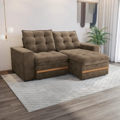 Sofá Retrátil 2 Lugares 235cm Kappesberg Vitto S223-2-A033 Marrom SE