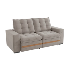 Sofá Retrátil 2 Lugares 235cm Kappesberg Vitto S223-2-A027 Cinza Claro SE
