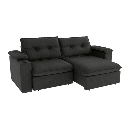 Sofá Retrátil 4 Lugares 260cm Kappesberg Zandon 4L S221-2-A084 Grafite SE
