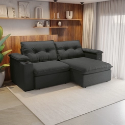Sofá Retrátil 4 Lugares 260cm Kappesberg Zandon 4L S221-2-A084 Grafite SE