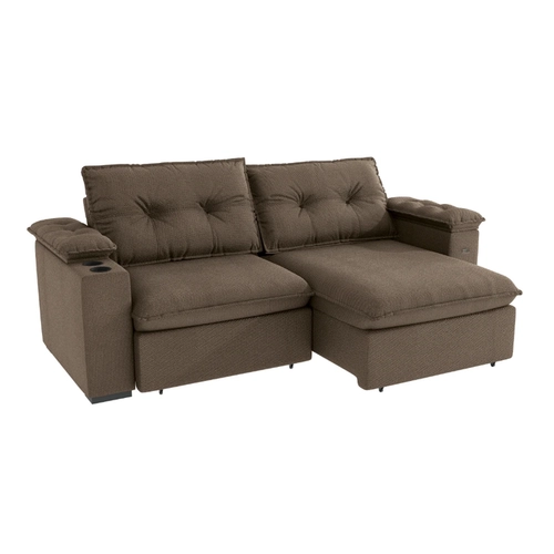 Sofá Retrátil 4 Lugares 260cm Kappesberg Zandon 4L S221-2-A082 Taupe SE