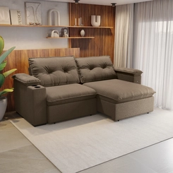 Sofá Retrátil 4 Lugares 260cm Kappesberg Zandon 4L S221-2-A082 Taupe SE