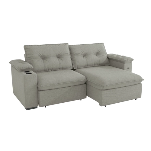 Sofá Retrátil 4 Lugares 260cm Kappesberg Zandon S221-2-A074 Mescla Cinza/Branco SE