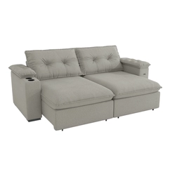 Sofá Retrátil 4 Lugares 260cm Kappesberg Zandon S221-2-A074 Mescla Cinza/Branco SE