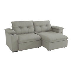Sofá Retrátil 4 Lugares 260cm Kappesberg Zandon S221-2-A074 Mescla Cinza/Branco SE
