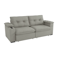 Sofá Retrátil 4 Lugares 260cm Kappesberg Zandon S221-2-A074 Mescla Cinza/Branco SE