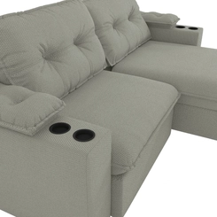 Sofá Retrátil 4 Lugares 260cm Kappesberg Zandon S221-2-A074 Mescla Cinza/Branco SE
