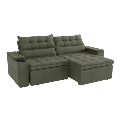 Sofá Retrátil 4 Lugares 260cm Kappesberg Onix S220-2-A083 Verde SE