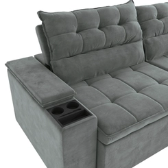 Sofá Retrátil 4 Lugares 260cm Kappesberg Onix S220-2-A050 Titânio SE