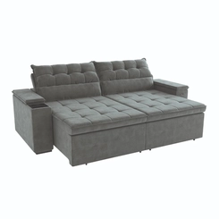 Sofá Retrátil 4 Lugares 260cm Kappesberg Onix S220-2-A050 Titânio SE