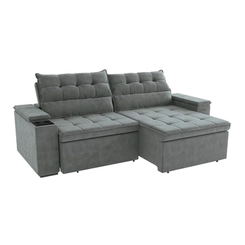Sofá Retrátil 4 Lugares 260cm Kappesberg Onix S220-2-A050 Titânio SE