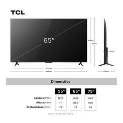 Smart TV 65'' TCL Advanced 4K QLED 65T6C Preto Bivolt
