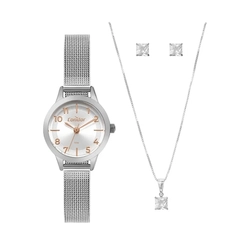 Kit Relógio Feminino Analógico Condor Co2035Nhx/K4K Prata