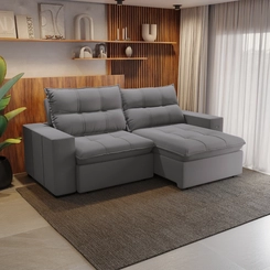 Sofá Retrátil 4 Lugares 260cm Kappesberg Kairo S219-2-A050 Titânio SE