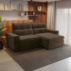 Sofá Retrátil 4 Lugares 260cm Kappesberg Kairo S219-2-A033 Marrom SE