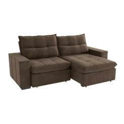 Sofá Retrátil 4 Lugares 260cm Kappesberg Kairo S219-2-A033 Marrom SE